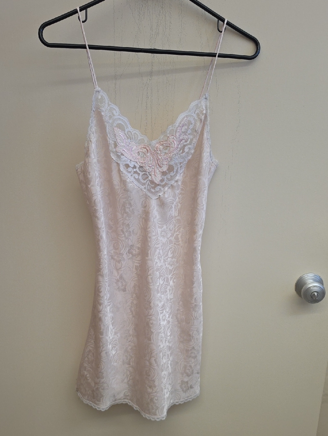 Lace-Trim Slip Chemise In Blush